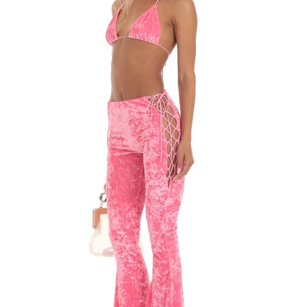 Lucy in the Sky Pink Velvet Flare Pants